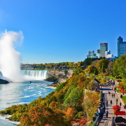 View of Niagara Falls in a sunny day